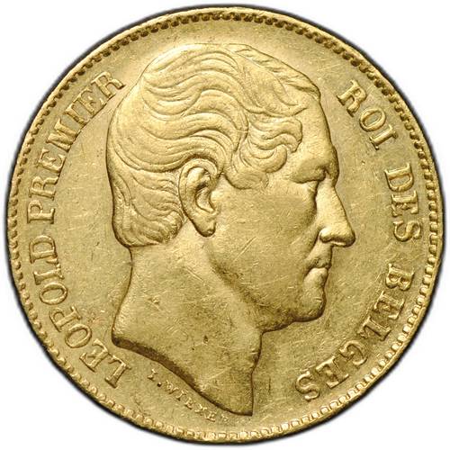 Монета 20 франков 1865 Бельгия