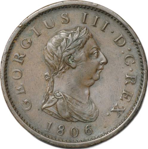 Монета 1 пенни 1806 Великобритания