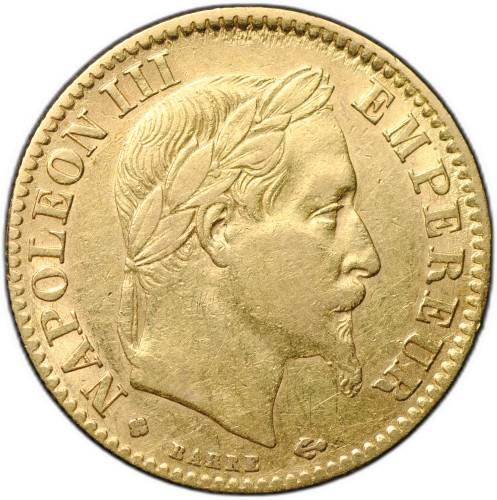 Монета 10 франков 1863 BB Франция