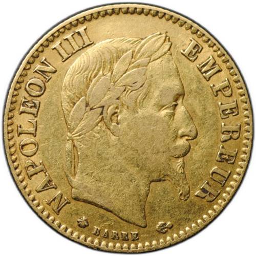 Монета 10 франков 1868 A Франция