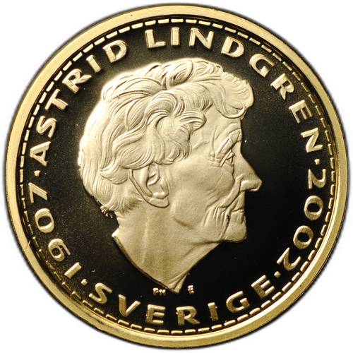Золотая медаль 2002 Эмиль из Лённеберги Астрид Линдгрен Швеция 1/4 oz