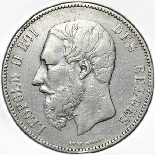 Монета 5 франков 1873 Бельгия