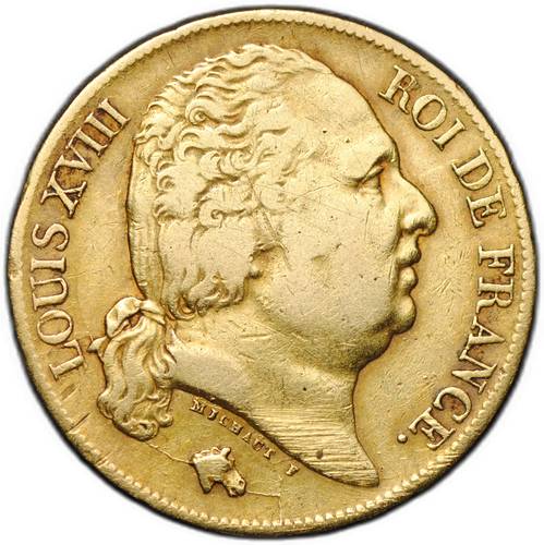 Монета 20 франков 1820 А Франция