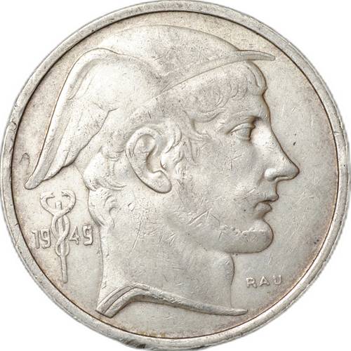 Монета 50 франков 1949 BELGIQUE Бельгия