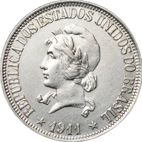 Монета 1000 реалов (рейс) 1911 Бразилия