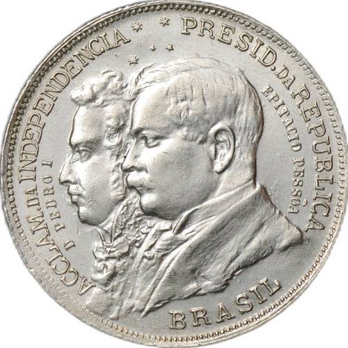 Монета 2000 реалов (рейс) 1922 100 лет независимости Бразилии 500 проба Бразилия