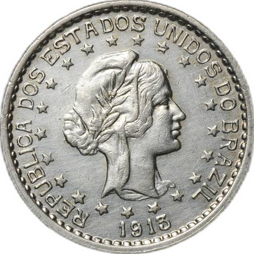 Монета 500 реалов (рейс) 1913 Бразилия