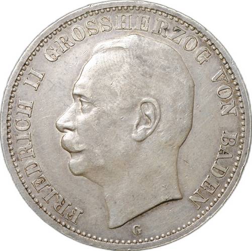 Монета 3 марки 1912 Баден Германия