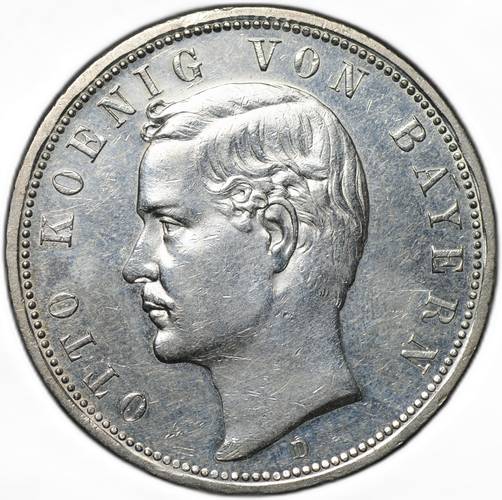 Монета 5 марок 1913 Бавария Германия