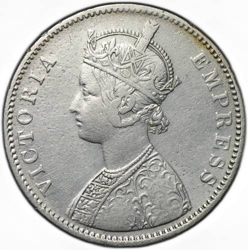 Монета 1 рупия 1879 Бомбей Индия Британская