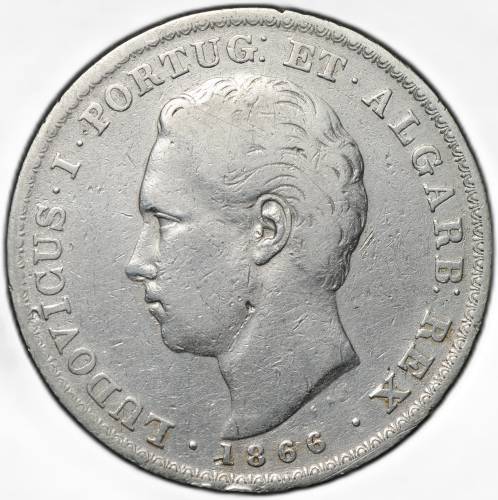 Монета 500 реалов 1866 Португалия