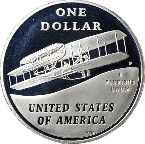 Монета 1 доллар 2003 P 100 лет первому полету США