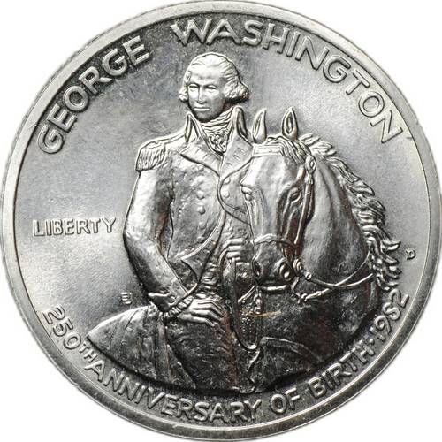 Монета 1/2 доллара 1982 D Джордж Вашингтон 250 лет со дня рождения США
