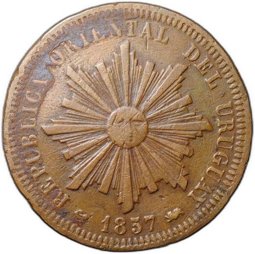 Монета 40 сентимо 1857 Уругвай