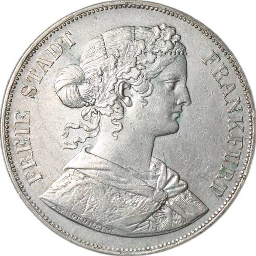 Монета 2 союзных талера 1860 Франкфурт
