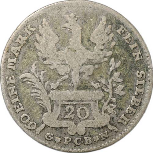 Монета 20 крейцеров 1767 Франкфурт