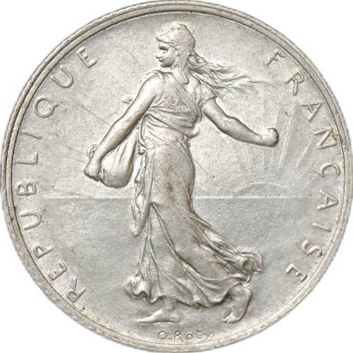 Монета 2 франка 1917 Франция