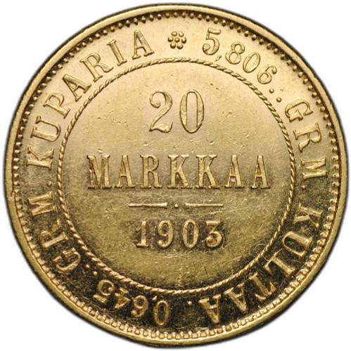 Монета 20 марок 1903 L Русская Финляндия