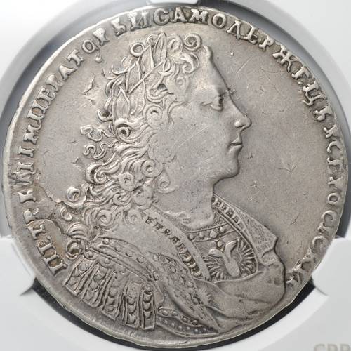 Монета 1 рубль 1728 слаб CPRC VF Det.