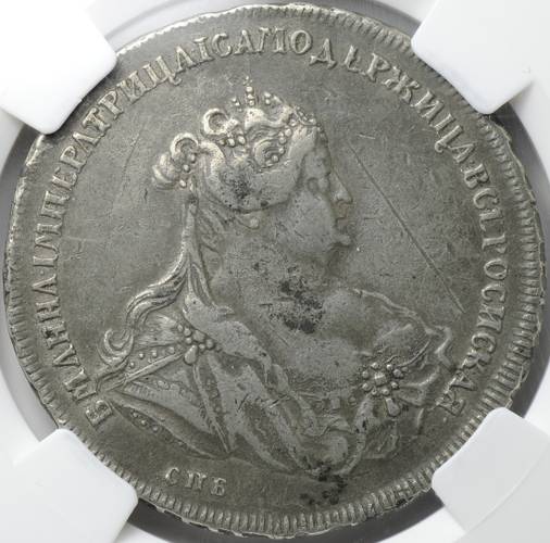 Монета 1 рубль 1740 СПБ слаб ННР VF Det.