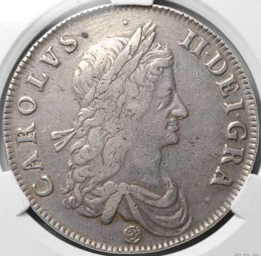 Монета 1 крона 1662 Роза, дата на гурте Англия слаб CPRC VF Det.