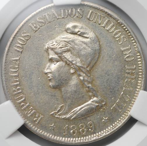 Монета 500 реалов 1889 Бразилия слаб CPRC MS 61