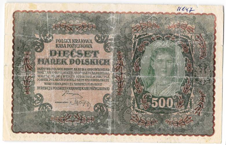 Банкнота 500 марок 1919 Польша