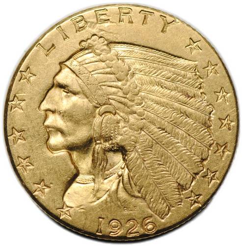 Монета 2 1/2 доллара 1926 США