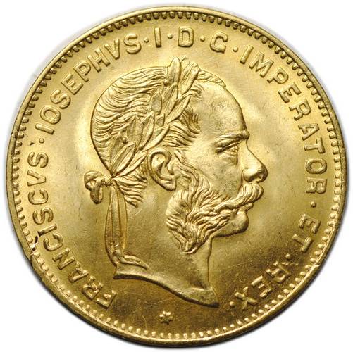 Монета 4 флорина - 10 франков 1892 рестрайк Австрия