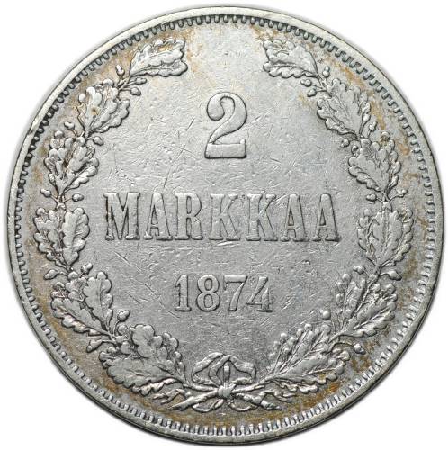 Монета 2 марки 1874 S Русская Финляндия