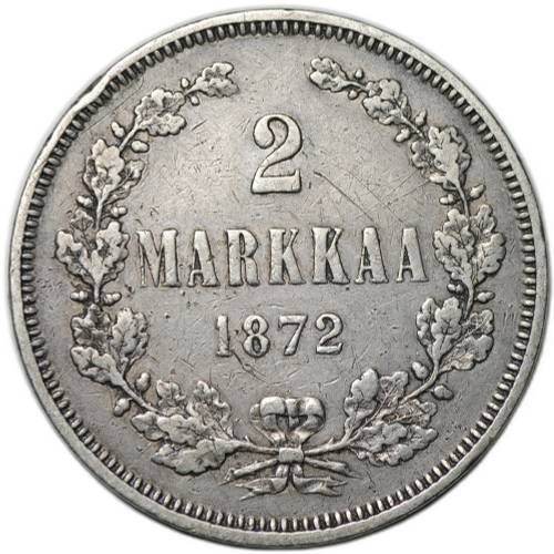 Монета 2 марки 1872 S Русская Финляндия