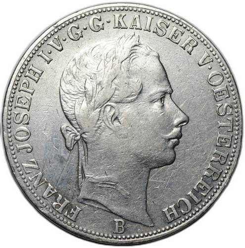 Монета 1 союзный талер 1858 B Кремница Австрия