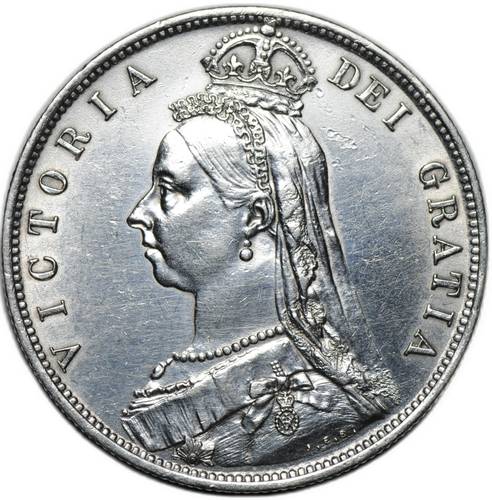 Монета 1/2 кроны 1887 новый портрет Великобритания
