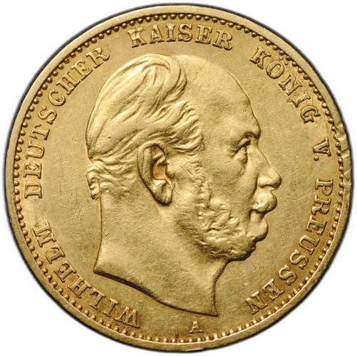 Монета 10 марок 1879 A Пруссия Германская империя