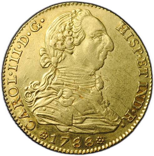 Монета 4 эскудо 1788 М Карл III Испания
