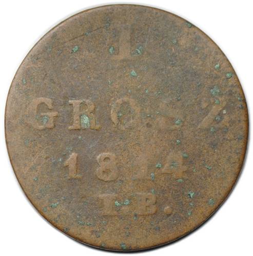 Монета 1 грош 1814 IB Польша