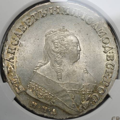 Монета 1 рубль 1749 ММД слаб CPRC MS 62