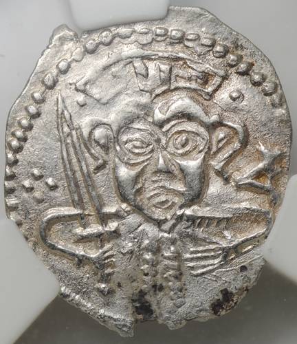 Монета Денга 1425-1460 Довмонт Д | Легенда Псковская республика Псков слаб ННР MS 61