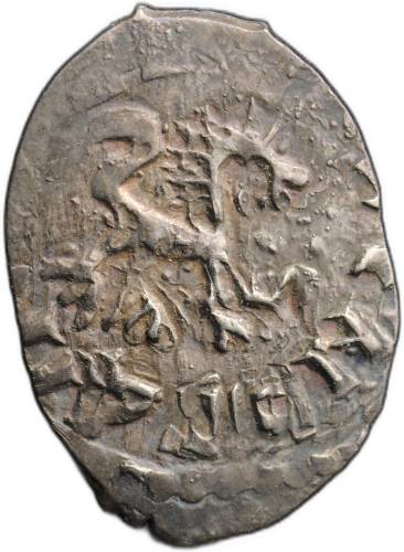 Монета Денга 1460 - 1510 Довмонт Д | Барс вправо Псковская республика Псков
