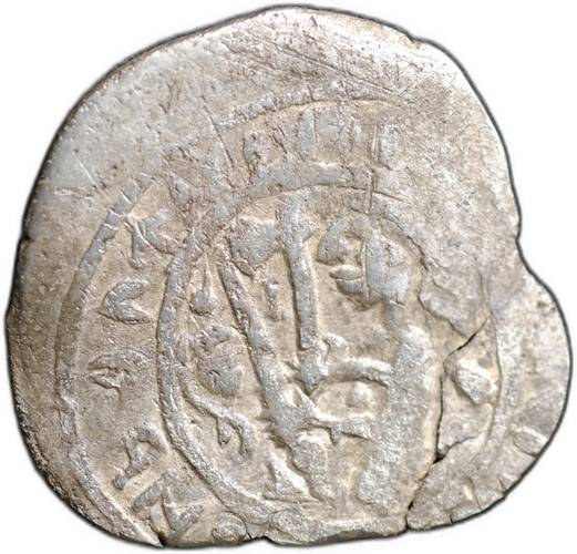Монета Денга 1393-1403 Андрей Дмитриевич Воин с мечом и топором | Зверь влево Можайское княжество
