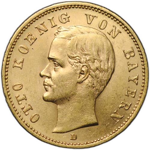 Монета 20 марок 1905 D Бавария Германия