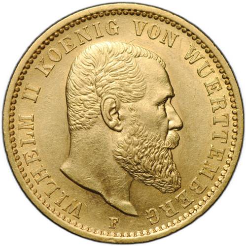 Монета 20 марок 1905 F Вюртемберг Германия