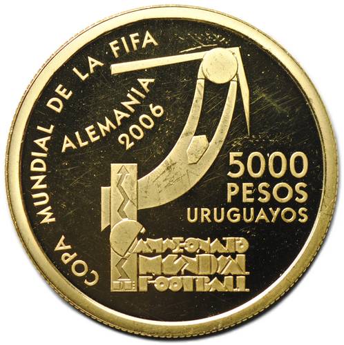 Монета 5000 песо 2004 Чемпионат мира по футболу 2006 Уругвай