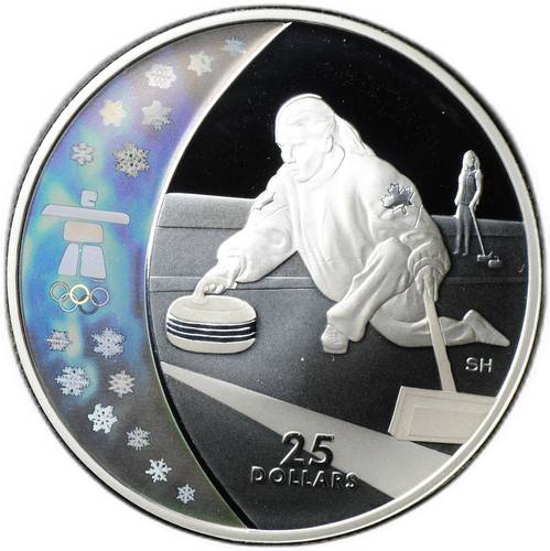 Монета 25 долларов 2007 Олимпиада Ванкувер 2010 - Кёрлинг Канада