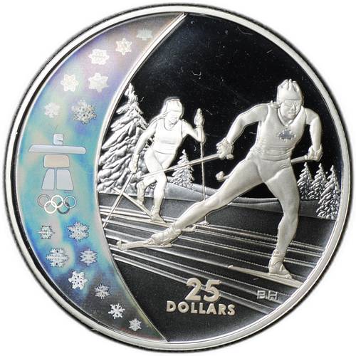 Монета 25 долларов 2009 Олимпиада Ванкувер 2010 - Лыжные гонки Канада