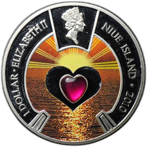 Монета 1 доллар 2010 Море любви Ниуэ
