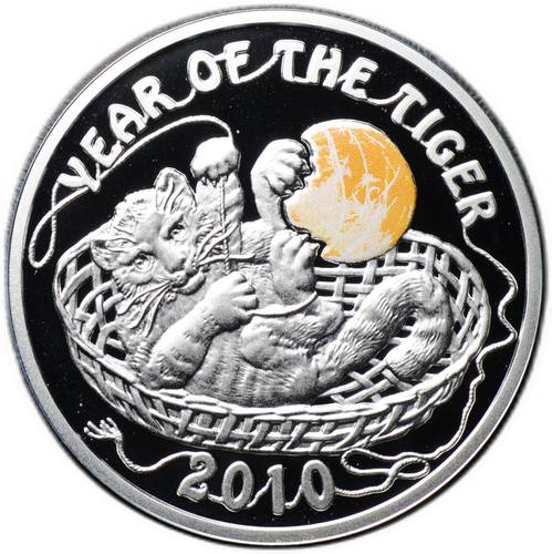 Монета 1 доллар 2009 Китайский гороскоп - год тигра 2010 Тигрёнок Ниуэ