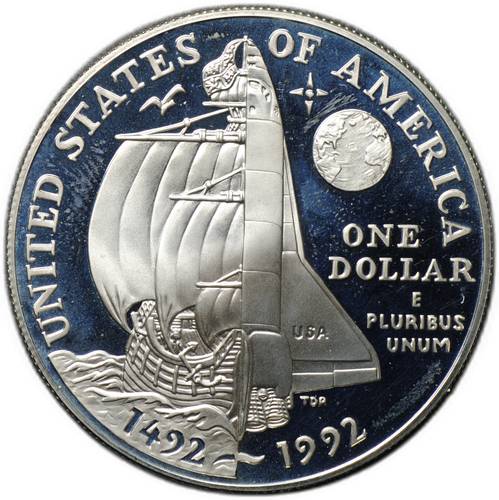 Монета 1 доллар 1992 P 500 лет путешествию Колумба PROOF США