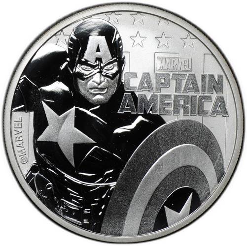 Монета 1 доллар 2019 Комиксы Marvel - Капитан Америка Тувалу
