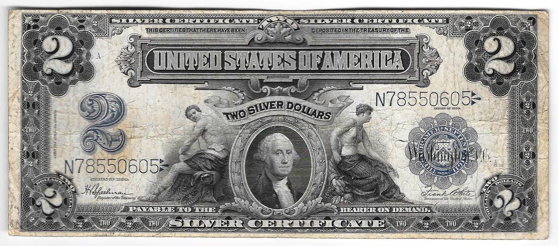 Банкнота 2 доллара 1899 Серебряный сертификат США